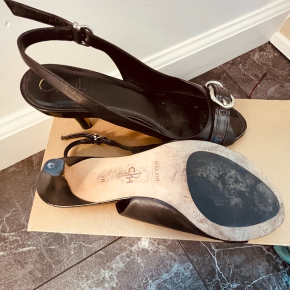 Cole Haan Black Slingback Heels with Buckle - Picture 4 of 4